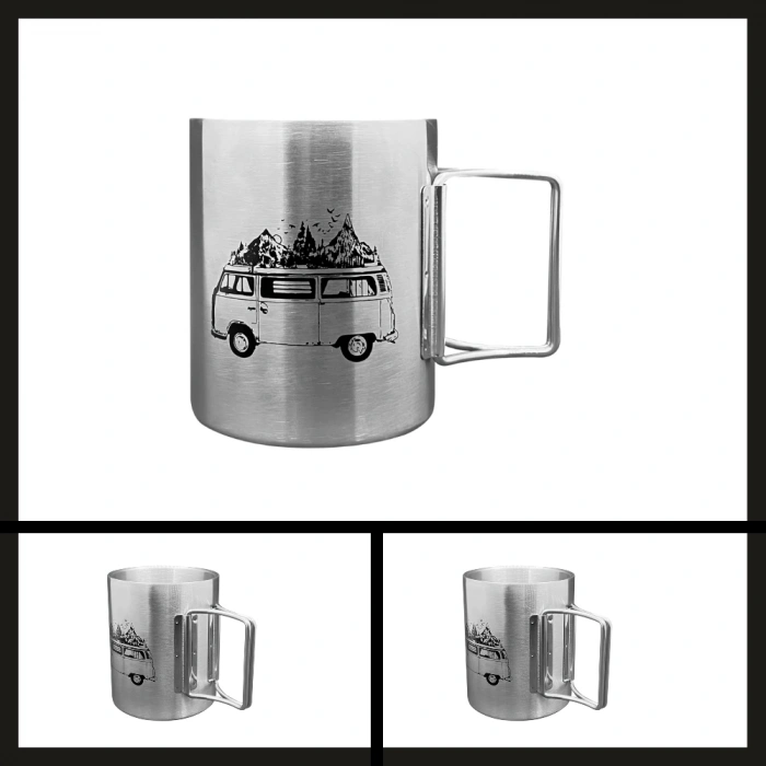 Uyguna-Yakala Out-1800 Orcamp Katlanabilir Saplı Çelik Kupa Bardak Karavan-MLZ.267