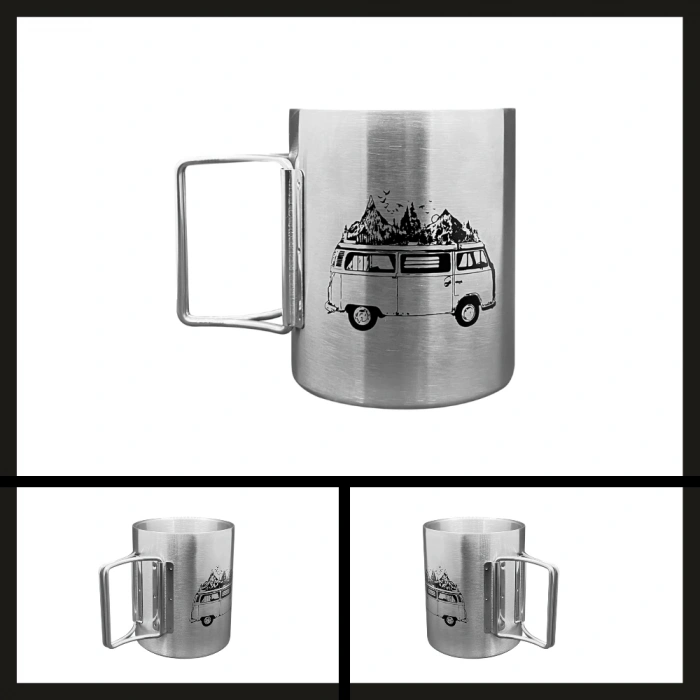 Uyguna-Yakala Out-1800 Orcamp Katlanabilir Saplı Çelik Kupa Bardak Karavan-MLZ.267