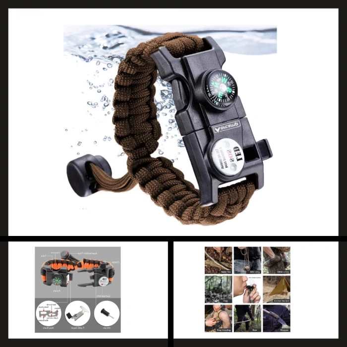 Uyguna-Yakala Kahve Out-4300 Orcamp Paracord Hayatta Kalma Bilekliği-MLZ.199