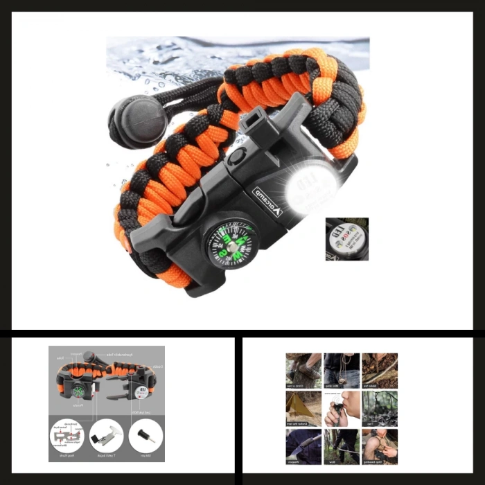 Uyguna-Yakala Turuncu siyah Out-4300 Orcamp Paracord Hayatta Kalma Bilekliği-MLZ.200