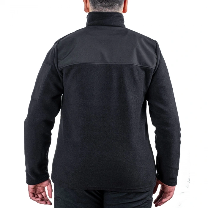 Uyguna-Yakala Fermuarlı Cep Polar Ceket Siyah Softshell Omuz - KAB.738