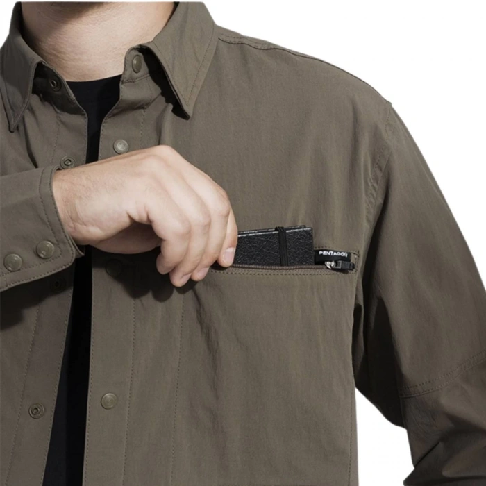 Uyguna-Yakala Outdoor Tactical Erkek Gömleği - Pentagon - Wayne - RAL7013 - K02029