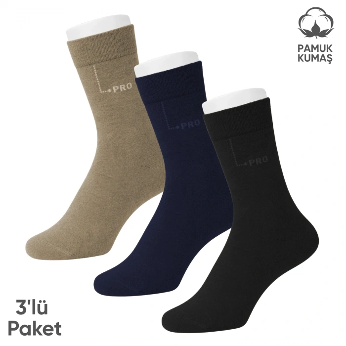Uyguna-Yakala Pamuklu Erkek Soket Çorap - 3 Çift - Dikişsiz - Eyfel - 16656 - Set 2