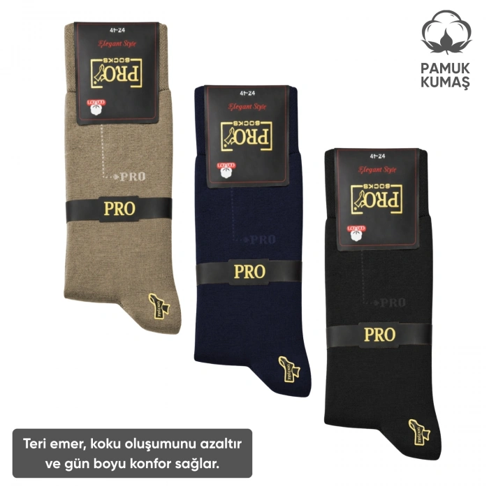 Uyguna-Yakala Pamuklu Erkek Soket Çorap - 3 Çift - Dikişsiz - Eyfel - 16656 - Set 2