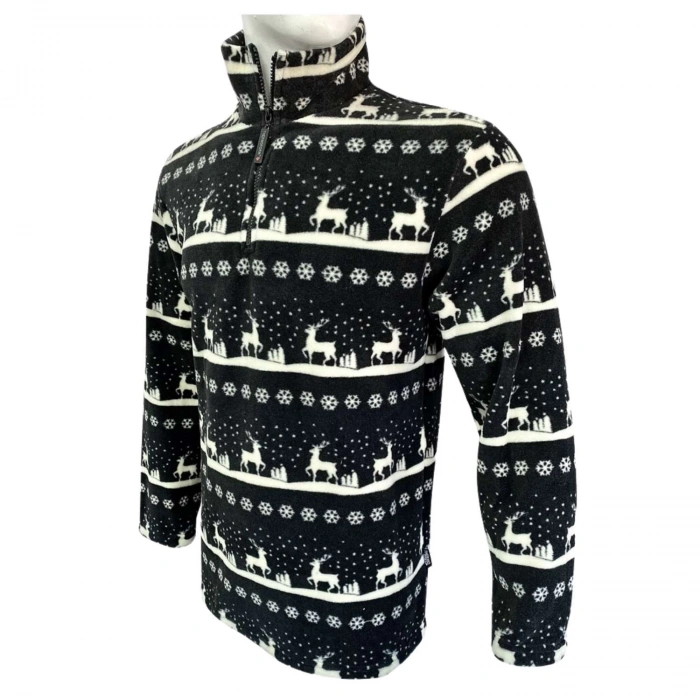 Uyguna-Yakala Polar Sweatshirt - Thermoform - Fermuarlı - Lacivert