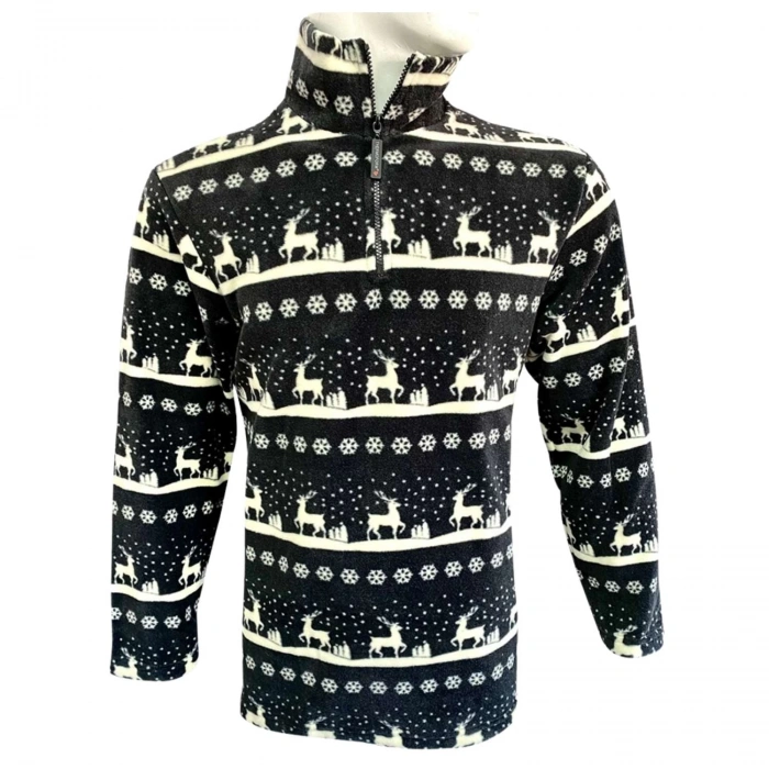 Uyguna-Yakala Polar Sweatshirt - Thermoform - Fermuarlı - Lacivert