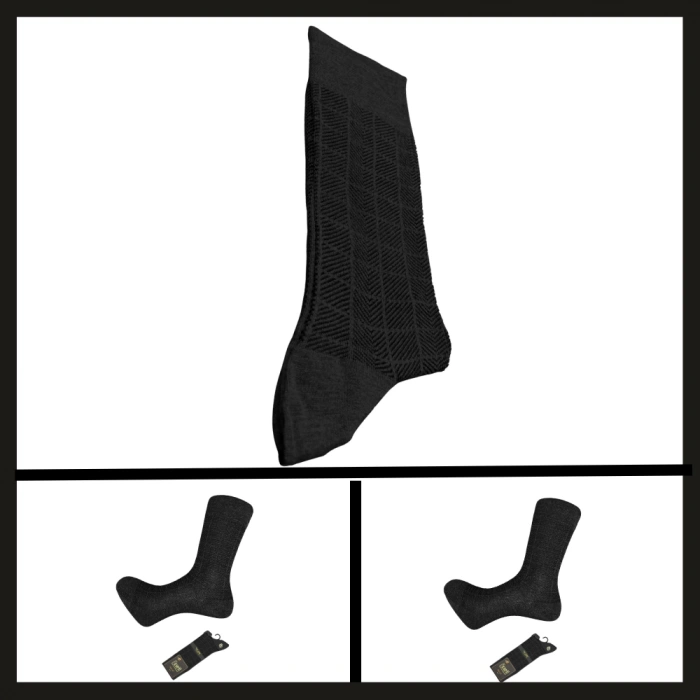 Uyguna-Yakala Siyah 18139-r1 Atlas Modal Erkek Çorabı-RAP.244