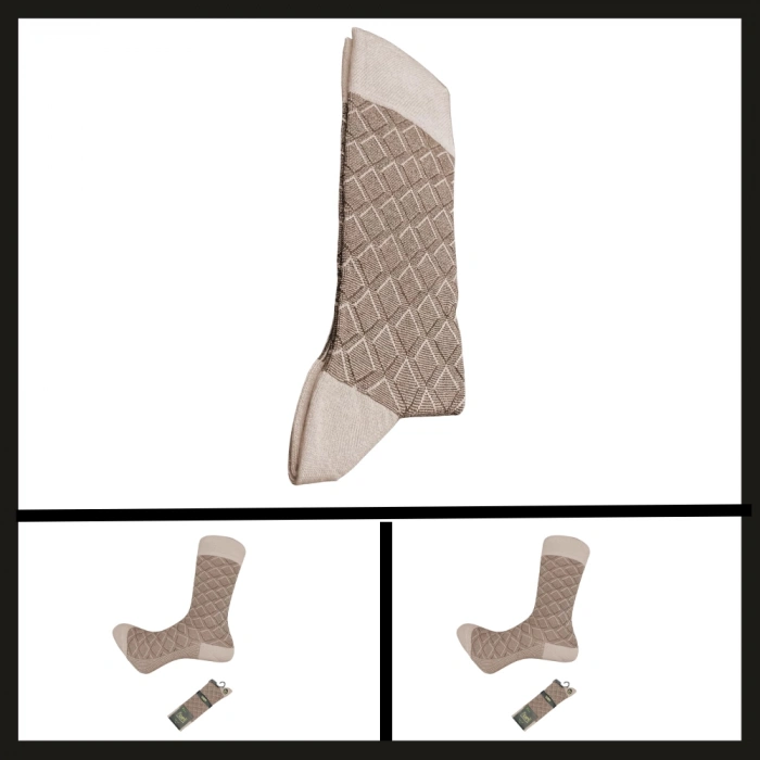 Uyguna-Yakala  Bej 17005-r1 G.poti Bambu Erkek Çorabı-RAP.185