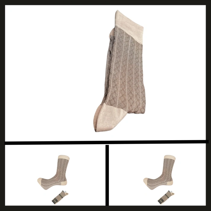 Uyguna-Yakala Bej (18132-r8) Rambutan Modal Erkek Çorabı-RAP.243