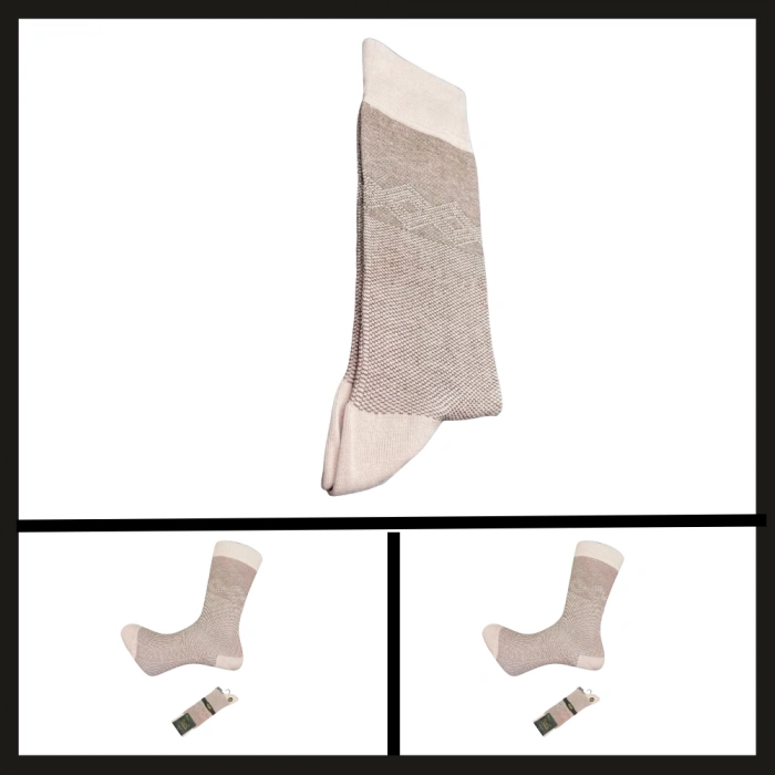 Uyguna-Yakala Bej 17104-r8 Tumaniş Bambu Erkek Çorabı-RAP.223