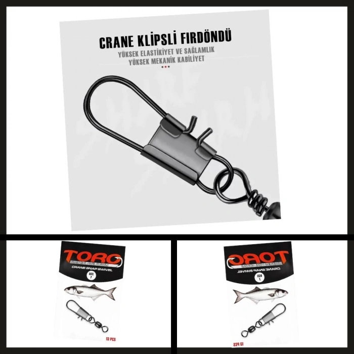 Uyguna-Yakala 12 Adet No: 3 (sw145)Protackle Crane Klipsli Fırdöndü-RDN.038