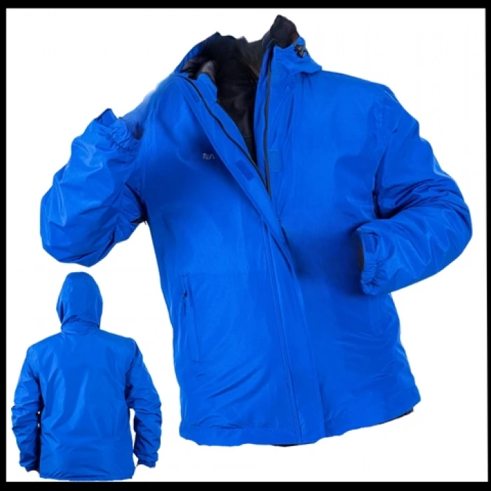 Uyguna-Yakala Saks Mavi Yağmurluk Ceket - Su Geçirmez - MFM.651