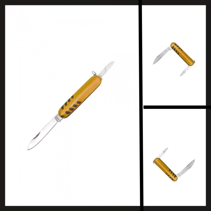 Uyguna-Yakala Sarı (k5017-8) Çift Ağızlı Cep Çakısı-CAK.427