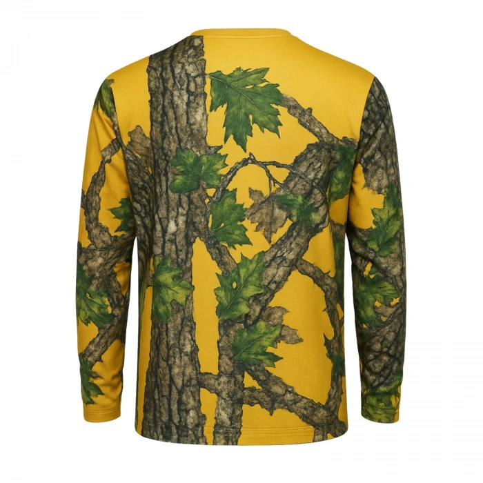 Uyguna-Yakala Sarı Orman Desenli Mikrofiber Sweatshirt - Avcı Sweatshirt - Hızlı Kurur