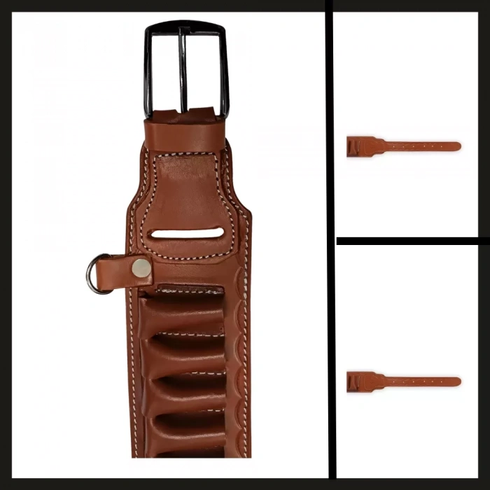 Uyguna-Yakala Kahve  Hakiki Deri Çift Tarafı Açık Fişeklik-KLK.011