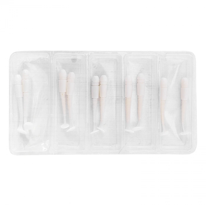 Uyguna-Yakala Silikon Kurt Yem - 1,1g 55mm - Fishack Wormix - 1 Adet - UV - Beyaz - Karides Kokulu