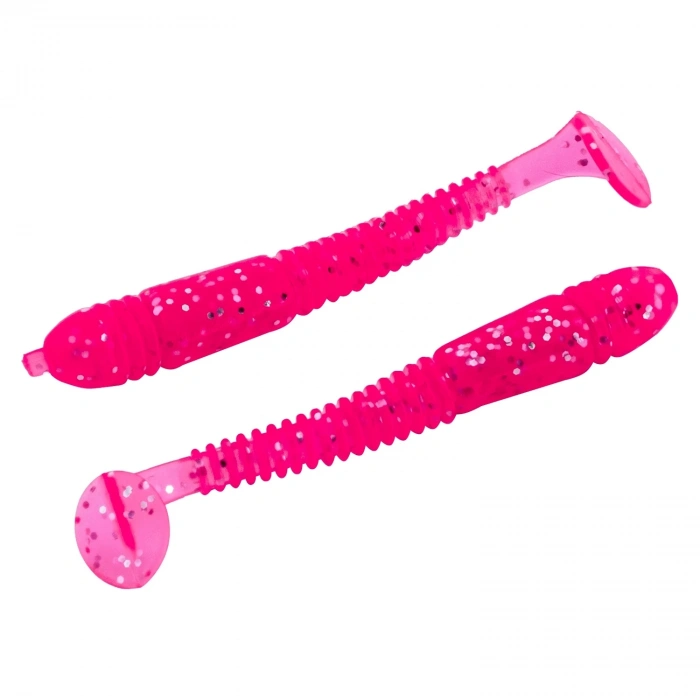 Uyguna-Yakala Silikon Kurt Yem - 1,1g 55mm - Fishack Wormix - 1 Adet - UV - Pembe - Karides Kokulu