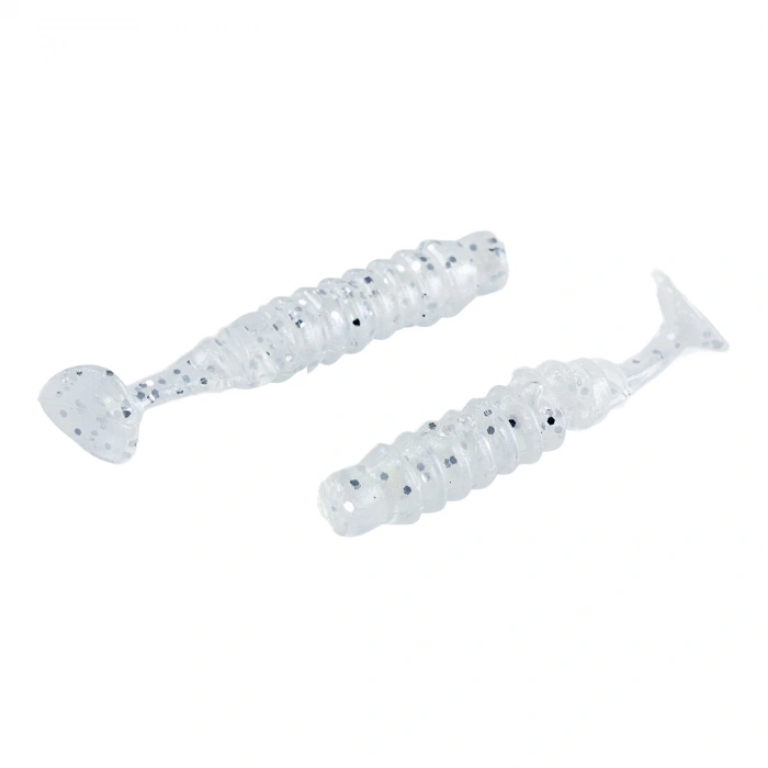 Uyguna-Yakala Silikon Kurt Yem - 1,5g 45mm - Fishack - 10 Adet - Simli Beyaz - Karides Aromalı