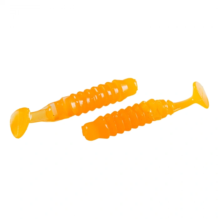 Uyguna-Yakala Silikon Kurt Yem - 1,5g 45mm - Fishack - 10 Adet - UV Sillikon - Turuncu - Karides Aromalı