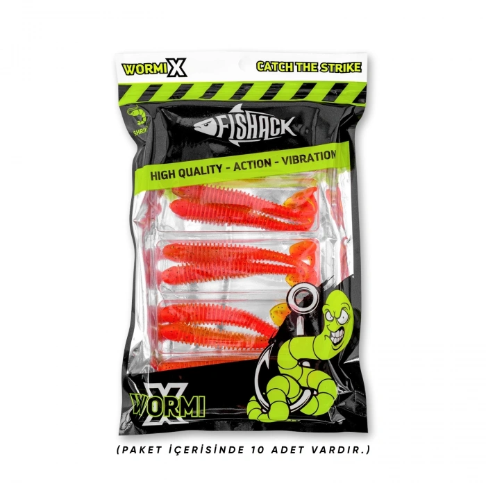 Uyguna-Yakala Silikon Kurt Yem - 4,2g 105mm - Turna/Levrek Silikonu - 1 Adet - Turuncu/Sarı - Karides Kokulu