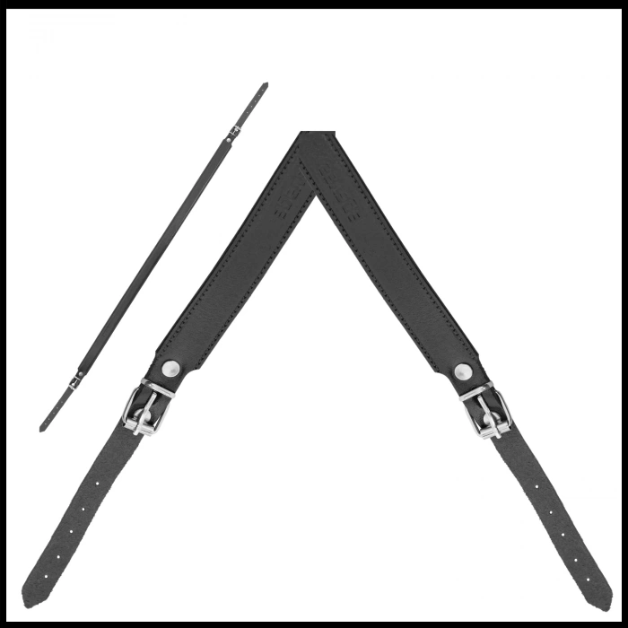 Uyguna-Yakala Siyah Deri Tüfek Askı Kayışı- 041-S