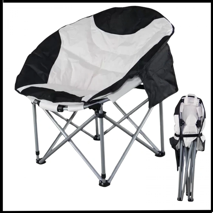 Uyguna-Yakala Siyah/Gri -  Taşıma Çantalı Katlanır Kamp Piknik Sandalyesi -MLZ.349