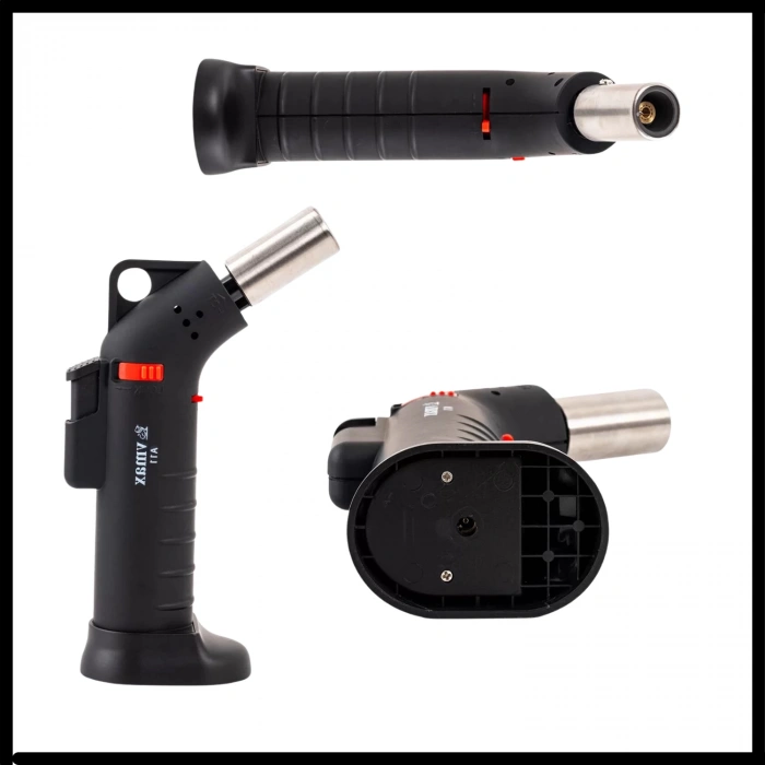 Uyguna-Yakala Siyah Metal Başlıklı Doldurulabilir Pürmüz Çakmak