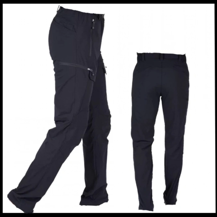 Uyguna-Yakala Siyah  Pantolon - Su Kaydırıcı Kumaş - Kargo Cepli - 906-SH