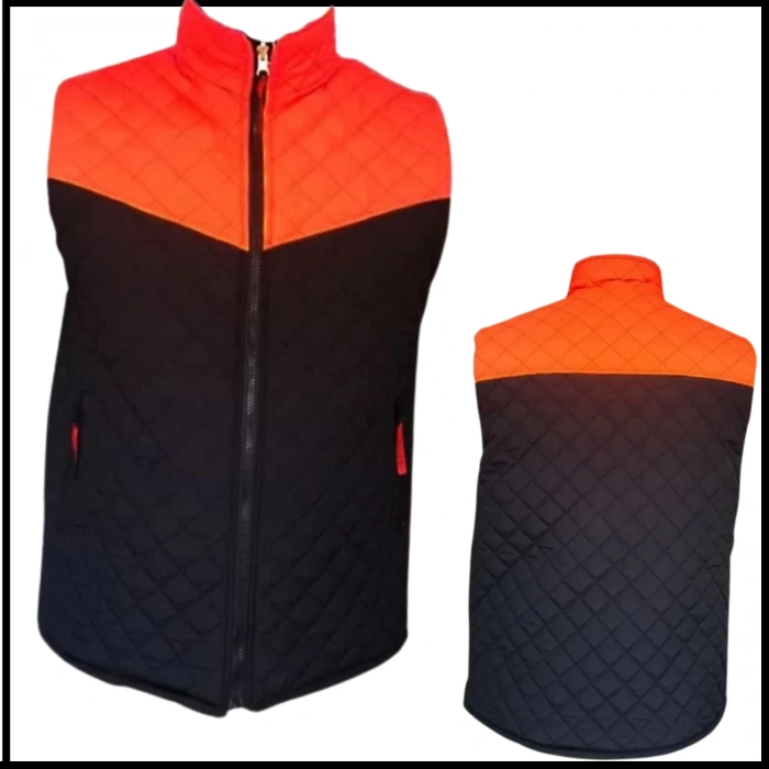 Uyguna-Yakala Siyah-Turuncu Çift Taraflı Kapitone Yelek-LK.455