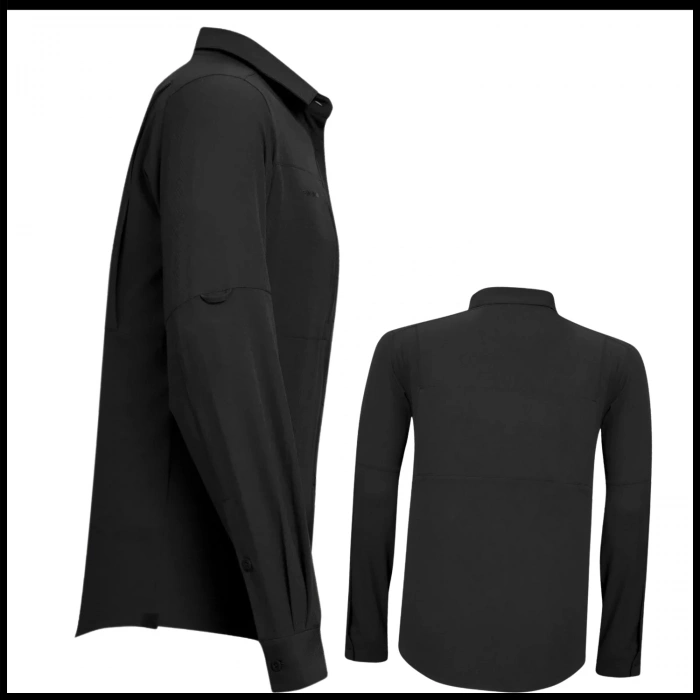 Uyguna-Yakala Siyah Uzun Kollu Erkek Gömlek-LEK.074