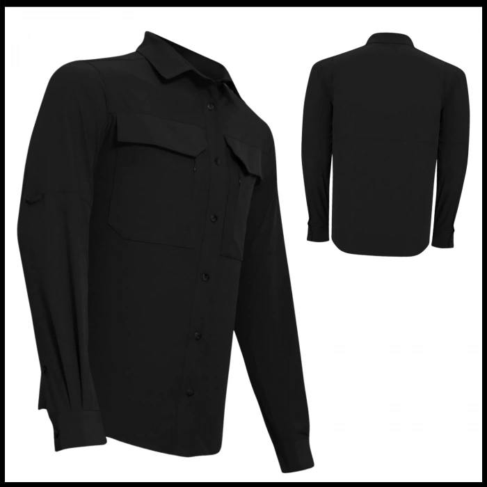 Uyguna-Yakala  Siyah  Uzun Kollu Erkek Gömlek-LEK.077