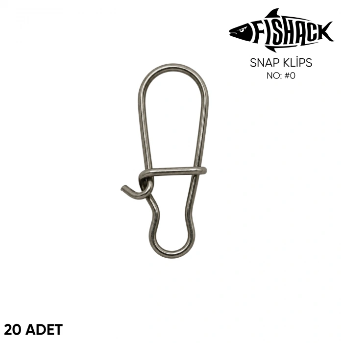 Uyguna-Yakala Snap Klips - Fishack - Paslanmaz Çelik - 20 Adet - No: #0