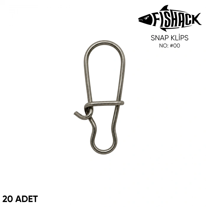 Uyguna-Yakala Snap Klips - Fishack - Paslanmaz Çelik - 20 Adet - No: #00