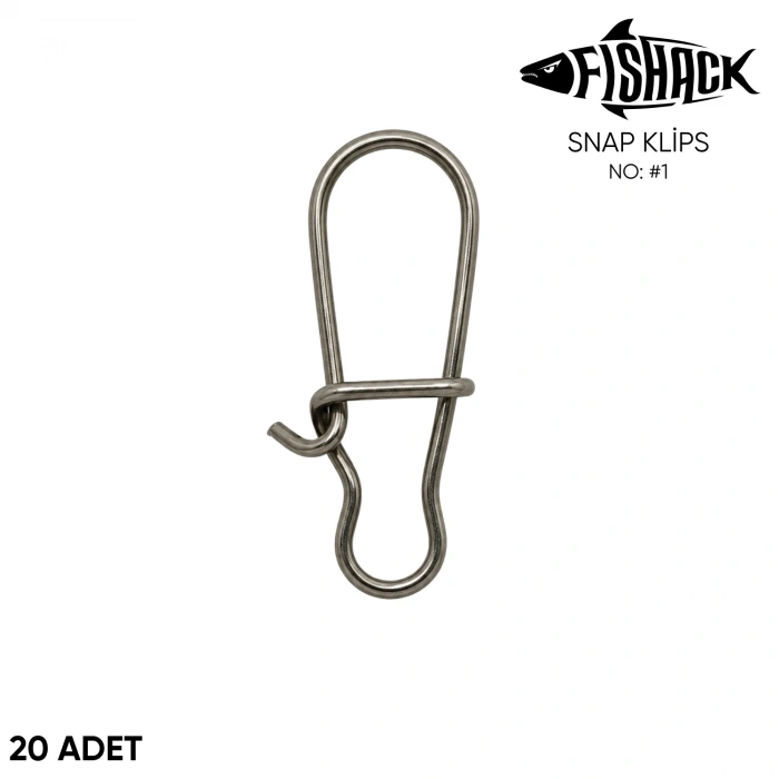 Uyguna-Yakala Snap Klips - Fishack - Paslanmaz Çelik - 20 Adet - No: #1
