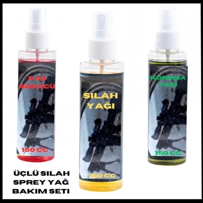 Uyguna-Yakala Sprey Yağ Üçlü Silah Bakım Seti -YAG-003