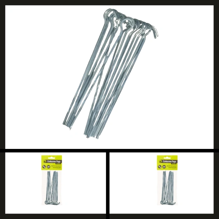 Uyguna-Yakala 18 Cm 10 Adet (090-566) Summit Corkscrew Pegs Tirbuşon Çadır Kazığı-DIR.010
