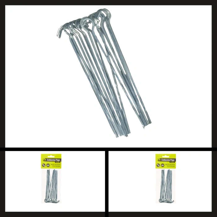 Uyguna-Yakala 18 Cm 10 Adet (090-566) Summit Corkscrew Pegs Tirbuşon Çadır Kazığı-DIR.010
