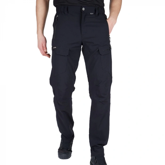 Uyguna-Yakala Siyah  Pantolon - Su Kaydırıcı Kumaş - Kargo Cepli - 906-SH