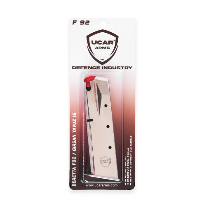 Uyguna-Yakala Uçar Arms F92 Krom Tabanca Şarjörü (BERETTA F92 / YAVUZ 16)