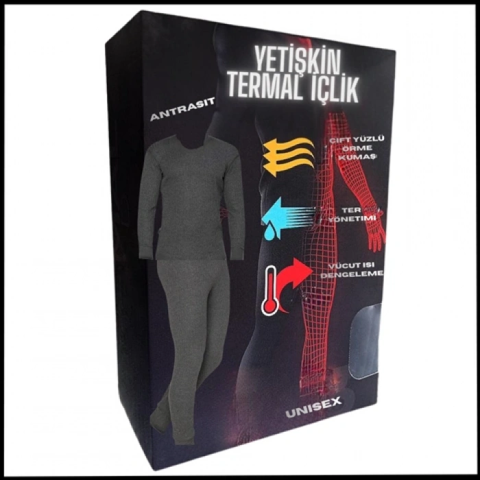 Uyguna-Yakala  Unisex - Antrasit Yetişkin Termal İçlik  - 12001-A