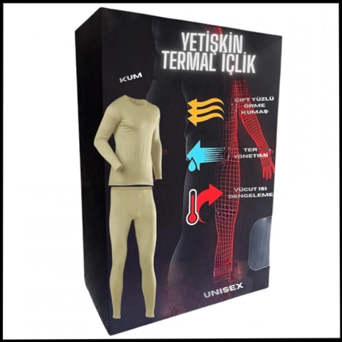 Uyguna-Yakala  Unisex -   Kum  Yetişkin Termal İçlik  -4008-K