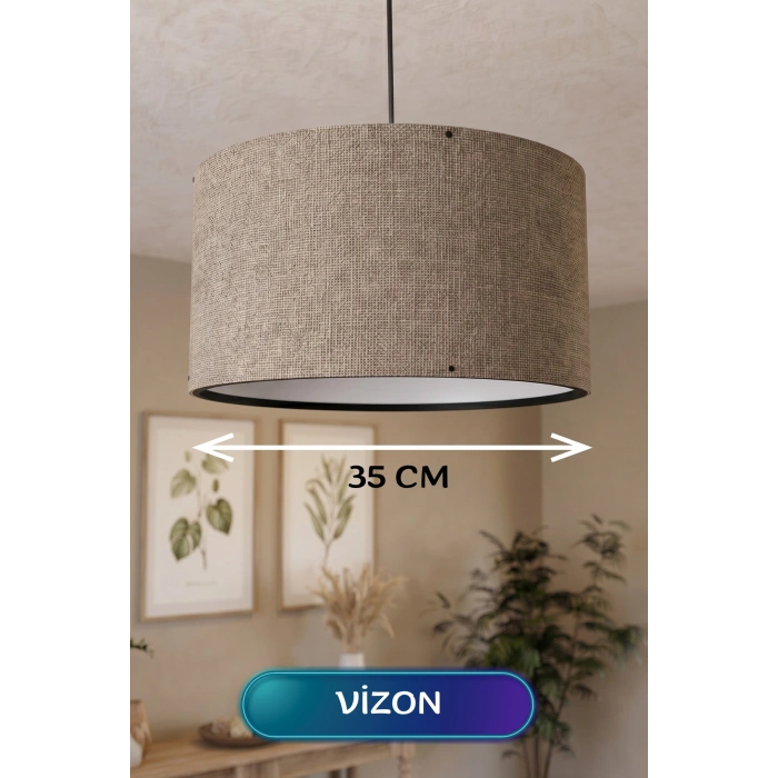 Uyguna-Yakala Vizon Kumaş Başlıklı Sarkıt Avize 35 CM