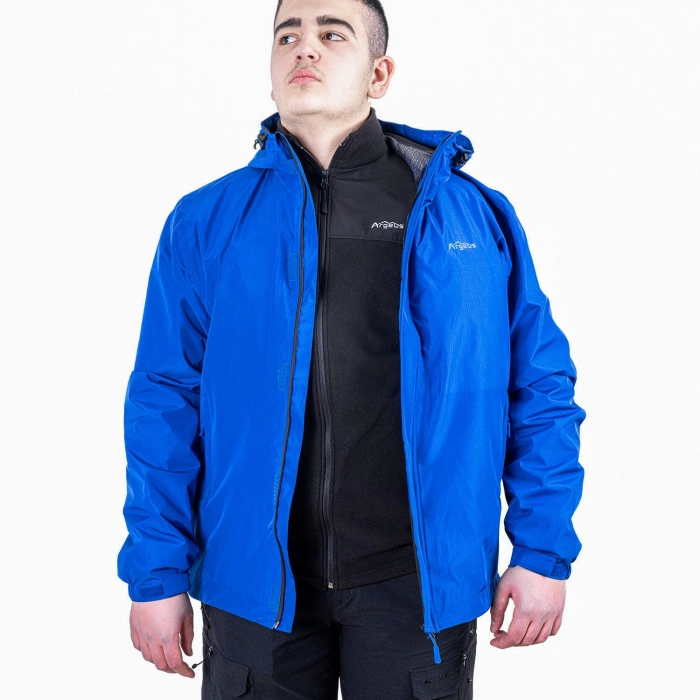 Uyguna-Yakala Saks Mavi Yağmurluk Ceket - Su Geçirmez - MFM.651