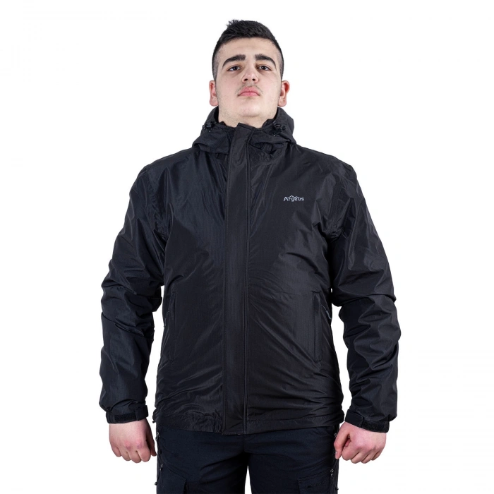 Uyguna-Yakala Su Geçirmez Siyah Yağmurluk Ceket - MFM.649