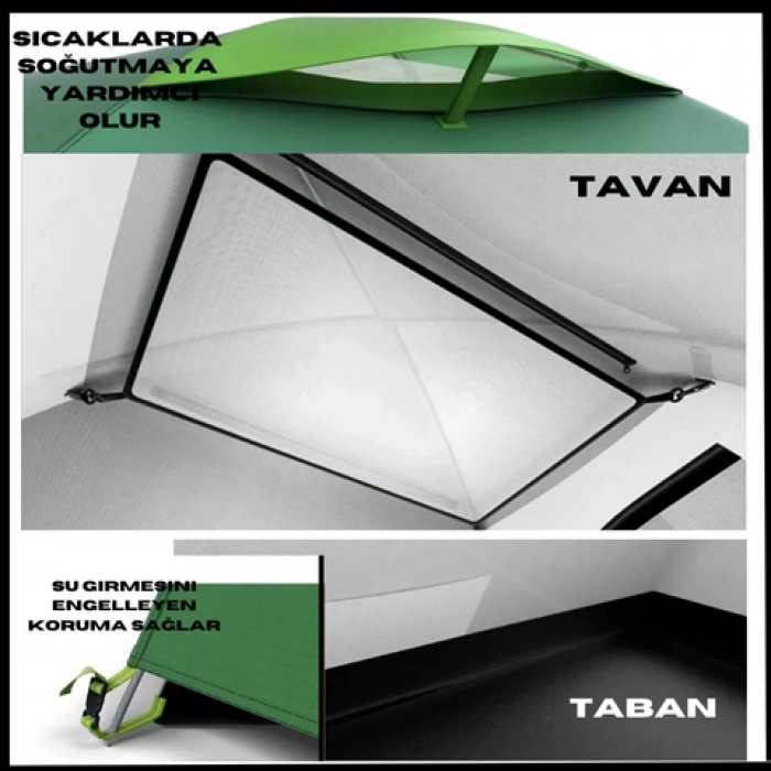 Uyguna-Yakala Yeşil - Bizon 3 Plus 3 Kişilik Çadır -DIR.135