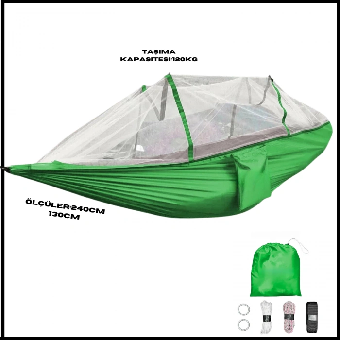 Uyguna-Yakala Yeşil Kamp Hamağı Cibinlikli-MLZ.286