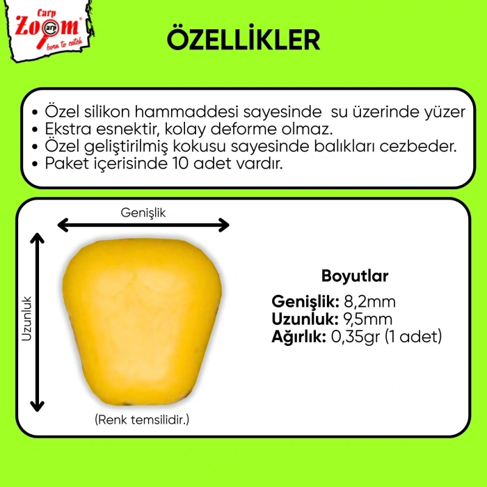 Uyguna-Yakala  10 Adet - Vanilya Kokulu Yüzen Silikon Mısır Yem - Mini - 0646