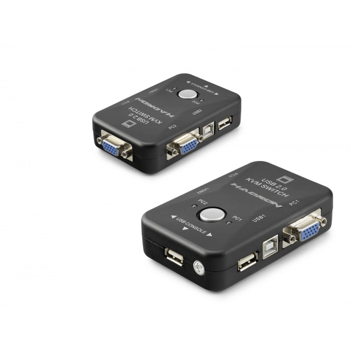 Vga Usb Kvm Switch 2 In 1 Out + 2 Port Usb Console + 2 Port Usb Pc (Klavye/Mouse + Yazıcı) - Siyah HDX1360