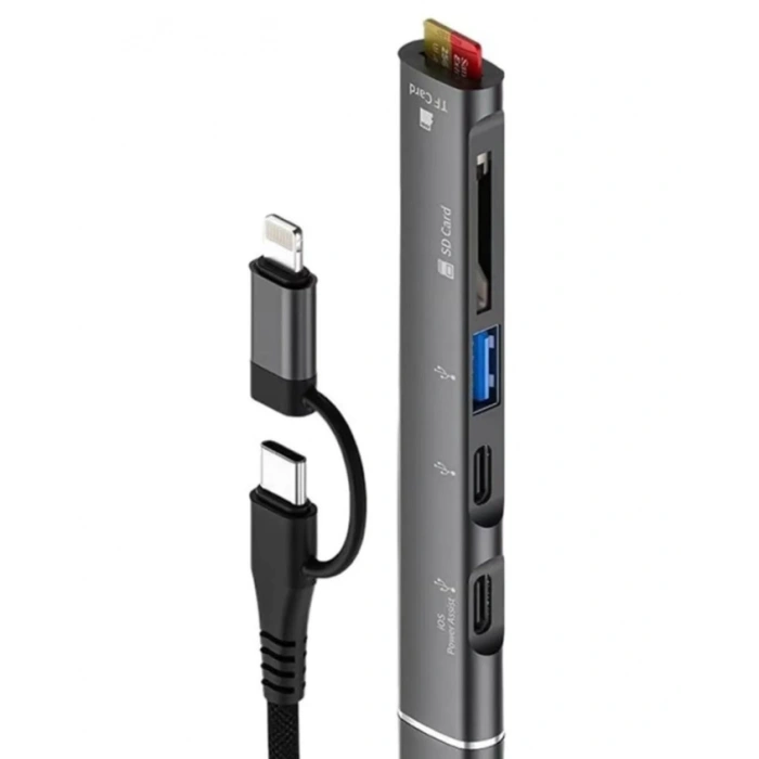 ZR563 Lightning Type-C 5 İn 1 Usb Hub Card Reader