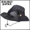 Uyguna-Yakala Balıkçı Siyah Fileli  Şapka-KA.043
